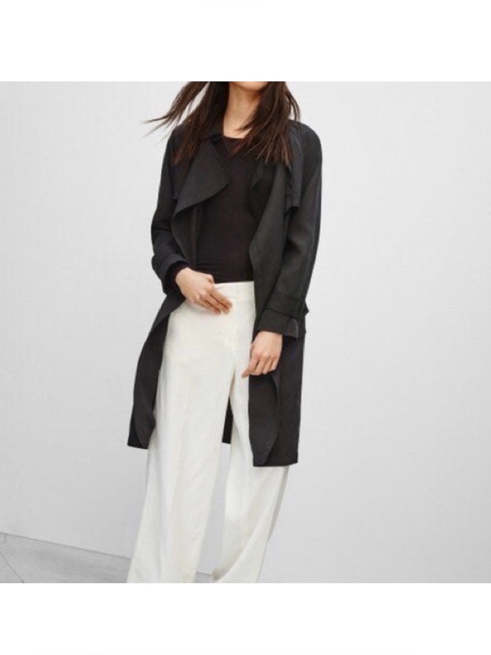 Babaton S Black Open-Front Trench Coat